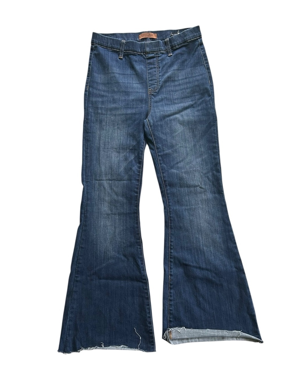 Judy Blue Pull On Flare High Rise Raw Hem Jeans Size 29 Boho Western Rodeo